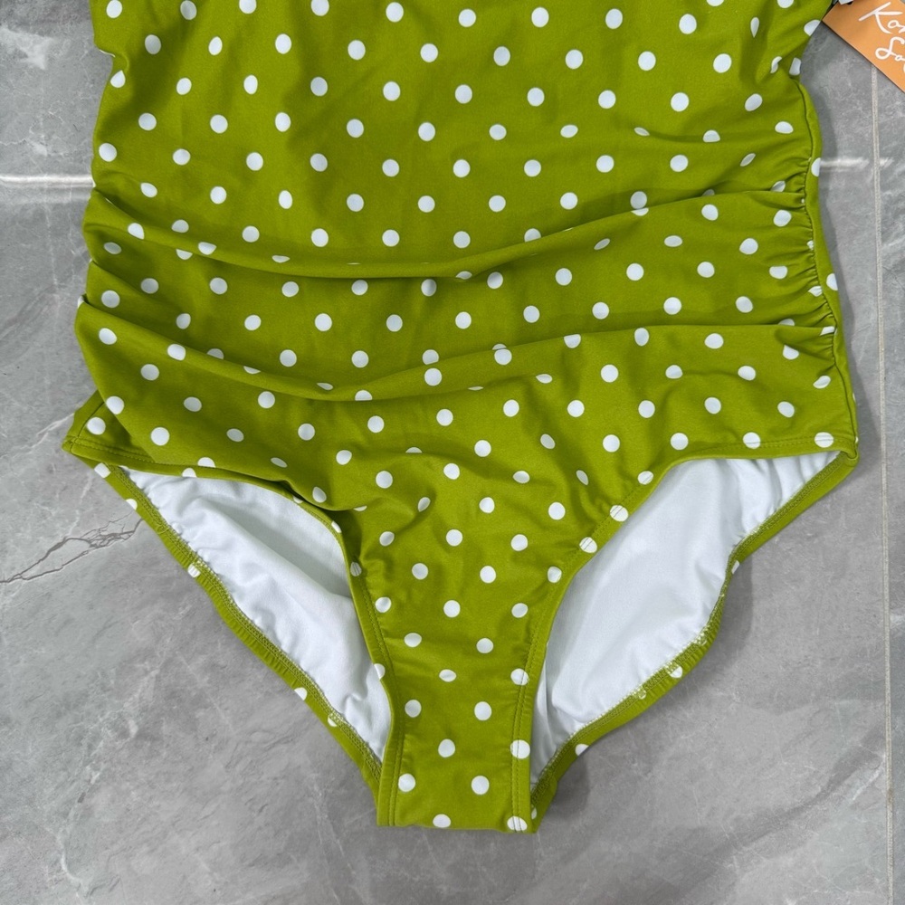 Women’s Kona Sol High Coverage One Piece Swimsuit Strappy Back Polka Dot Size XL - Picture 5 of 16
